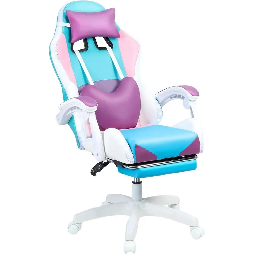 Sedia da Gaming Ergonomica con Altezza Regolabile, Altoparlanti e Luci LED RGB, Schienale Alto con Supporto Lombare