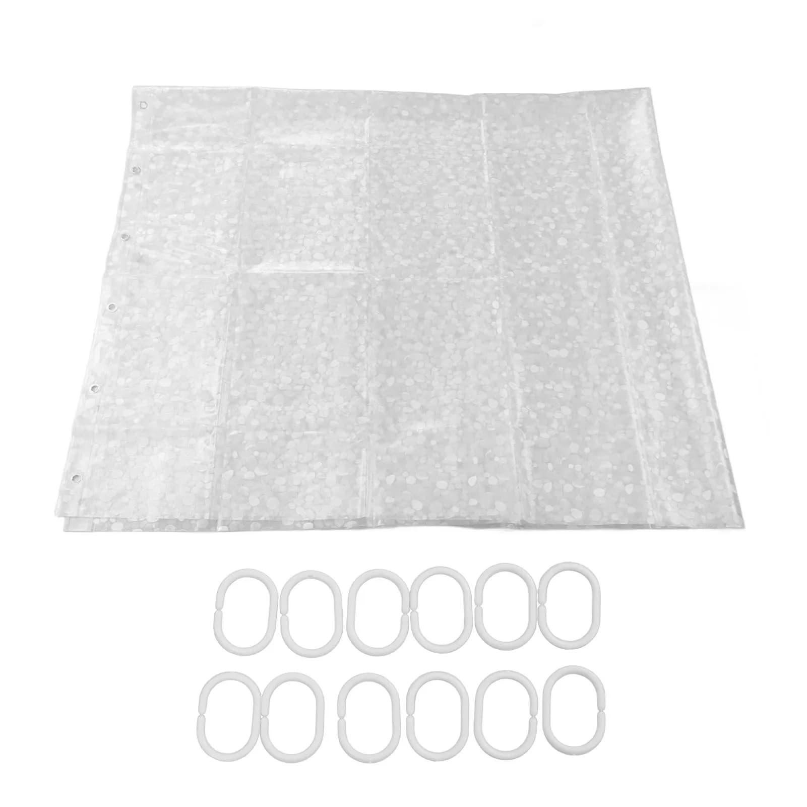 Waterproof PEVA Shower Curtain Transparent Clear Bathroom Shower Curtain with Ring Stainless Steel Buttonhole 180x200cm