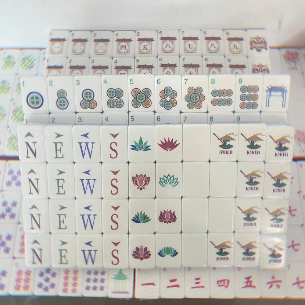 [Mahjong Set] Luxury Cobalt Blue American Mahjong Set | Engraved Waterproof 4 Layer Acrylic Tiles, Portable Family Game Gifts