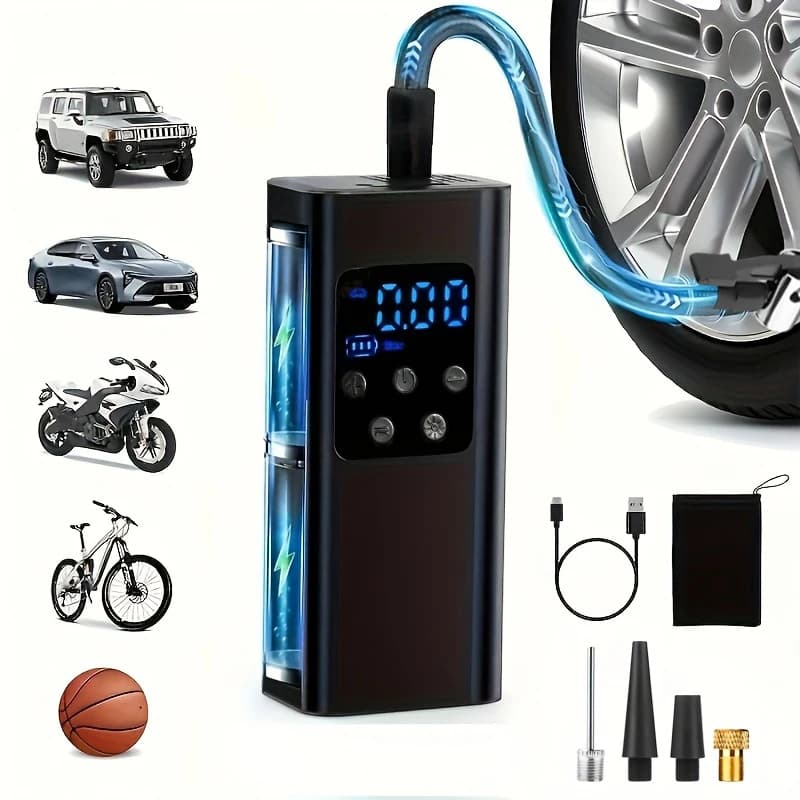 Wireless Car Air Pump 150PSI Electric Tire Inflator Portable Air Compressor for Motorcycle Bike Car Tires and Balls