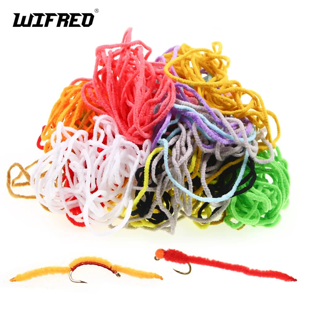Wifreo 2 confezioni da 2,5 mm di larghezza Mop in ciniglia Materiale per legare la mosca per vermi San Juan Mop Mosche Emerging Caddis Ninfi Esche da pesca alla trota