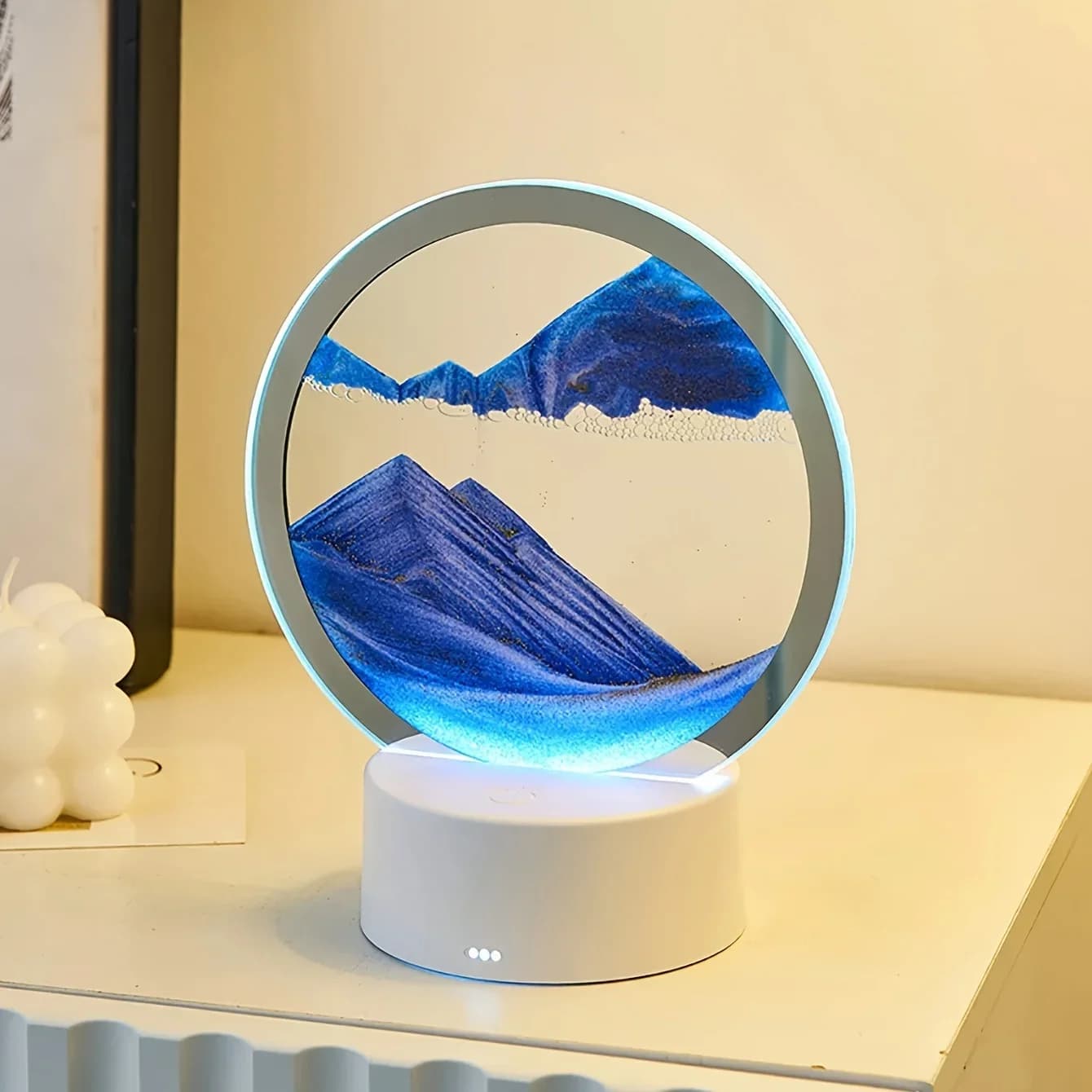 1 Confezione RGB Quicksand Lampada da tavolo 3D Dinamica Sabbia Arte Luce notturna Dimmerabile Illuminazione d'atmosfera per Soggiorno Ufficio Scrivania Arredamento camera da letto