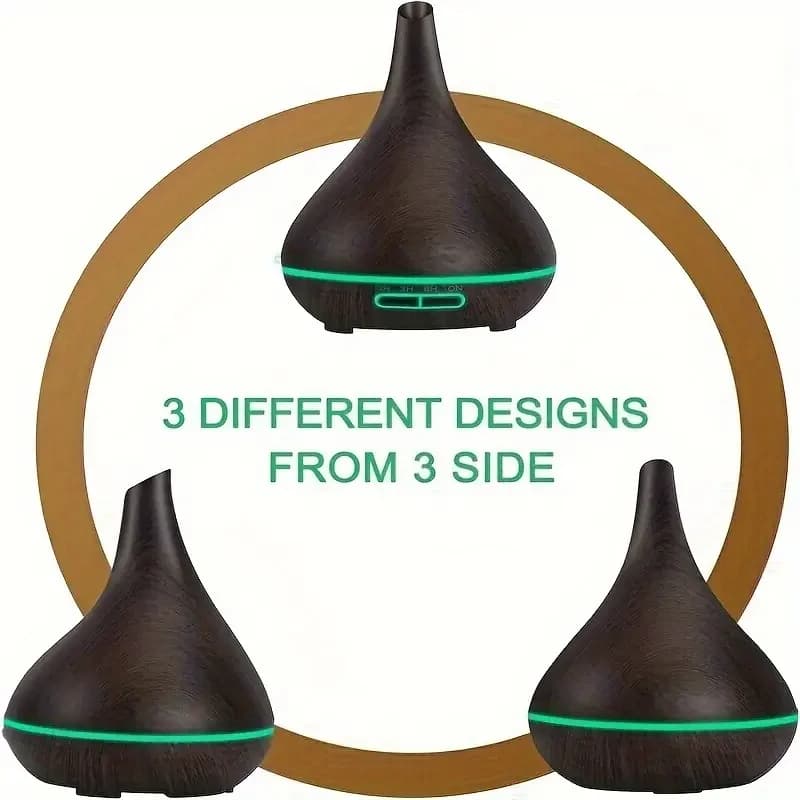Bedroom Humidifier, Unique Shape, Can Hold 6 Bottles of Essential Oils, Capacity 16.91oz Aromatherapy Diffuser, Wood Grain Essen