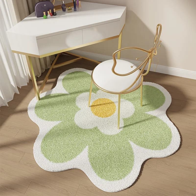 Round Flower Shaped Bedside Rug Modern Nordic Carpets for Living Room Fluffy Soft Bedroom Decor Carpet Irregular Plush Floor Mat