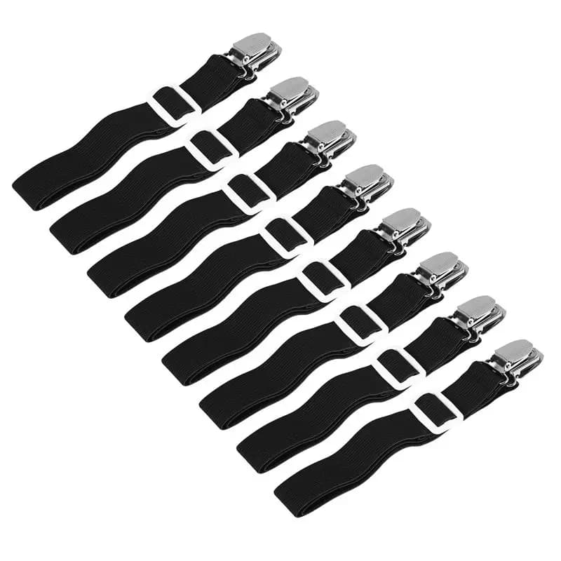 PORK-8Pcs Fasce di Fissaggio per Lenzuola, Bretelle Regolabili, Supporti Angolari per Letto, Clip Elastiche, Fermagli, Agganci per Coprimaterasso Elasticizzato S