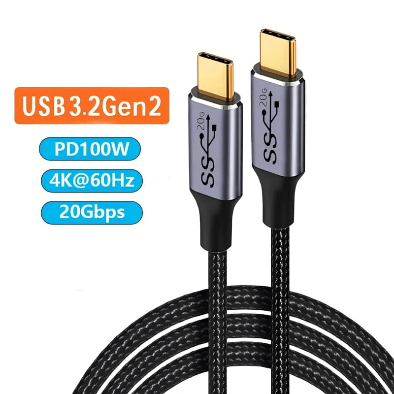 DOONJIEY USB 3.2 20gbs USB C adapter cable to type-c male to male Data cable 4K PD100W Quick charging USB-C charging cable