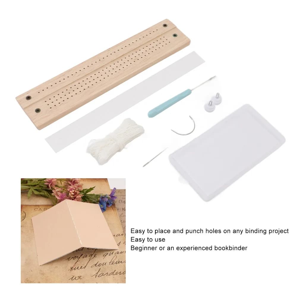 8pcs Portable Book Binding Kit Stitching Tool Waxed Thread Book Binding Tools Adjustable Spacer Cradle Tools Scrapbooking