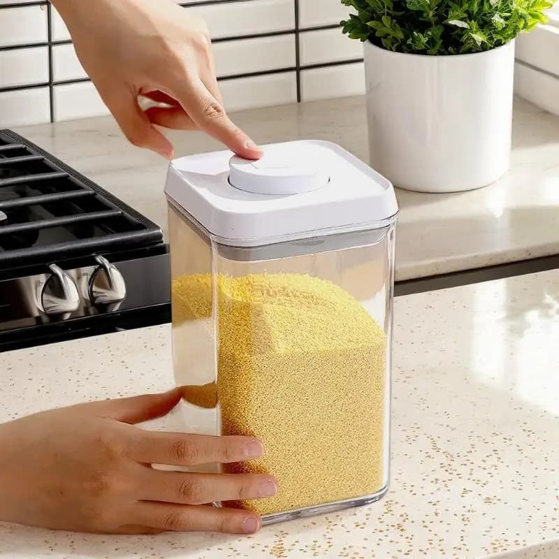 Contenitori per dispensa per pasticceri, contenitori per frutta secca e cereali, barattoli ermetici a pressione per la cucina, barattoli trasparenti impilabili per riso e cereali