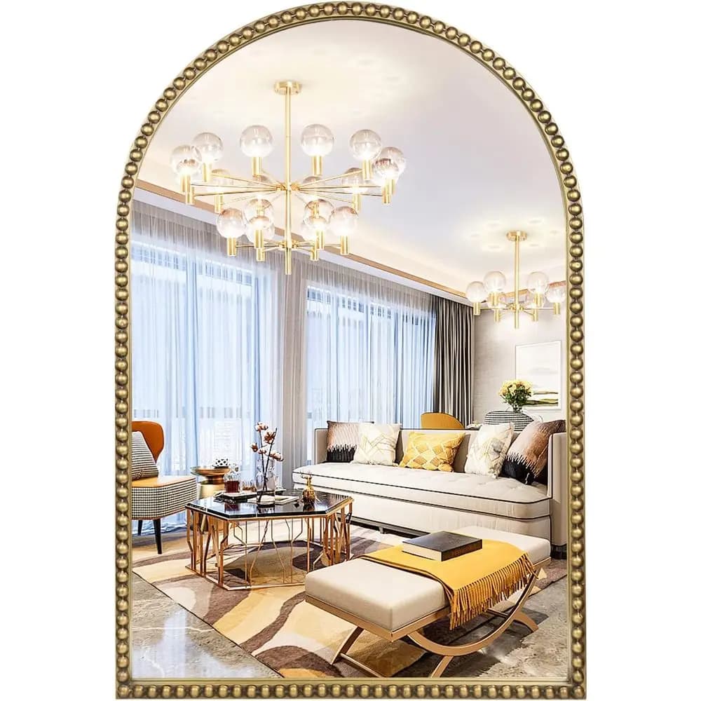 Specchio da parete arrotondato o per bagno, 20"x30" in metallo con bordo decorativo, grande specchio decorativo da appendere o per lavabo