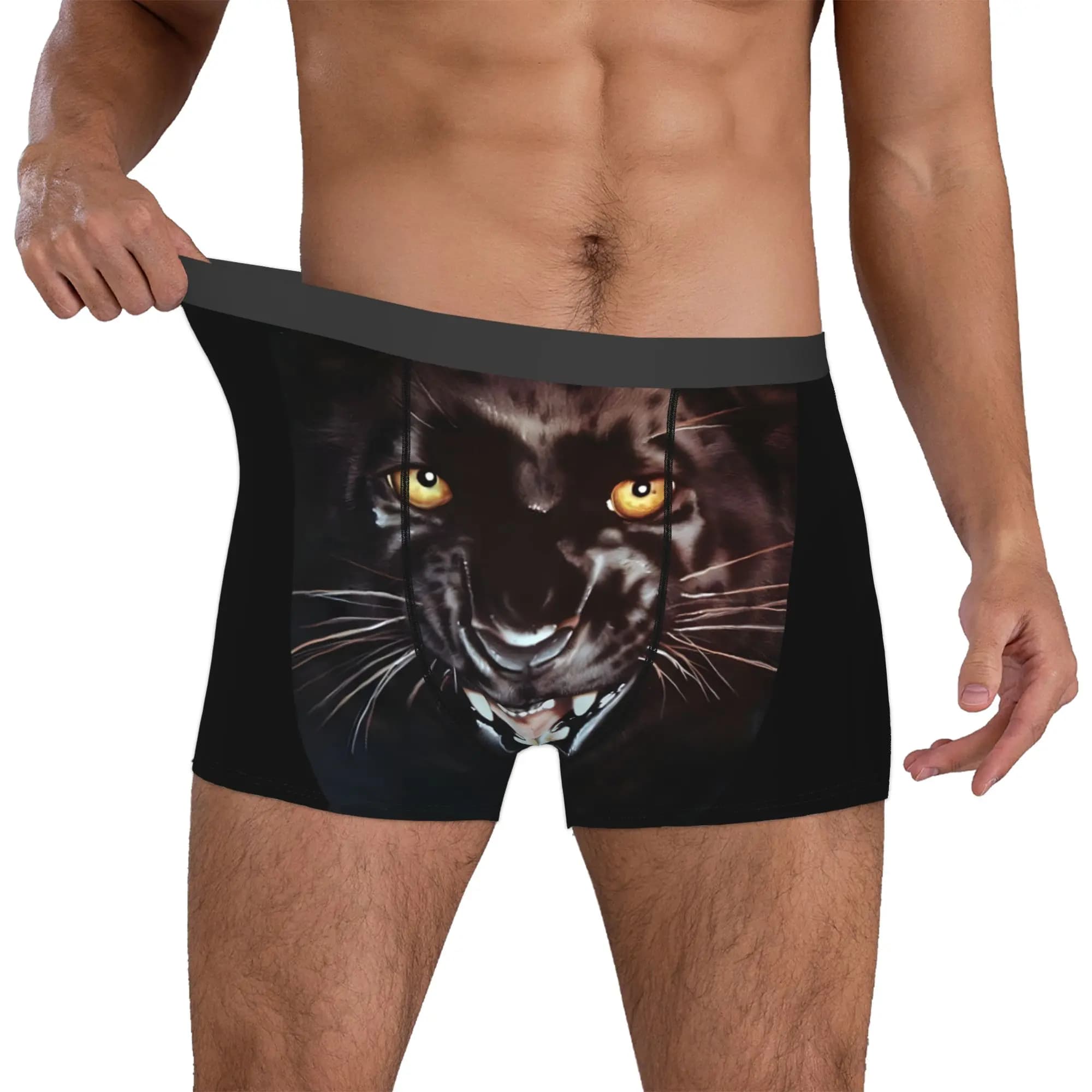 Boxer personalizzati con testa di pantera nera per uomo, stampa 3D, intimo morbido, slip.