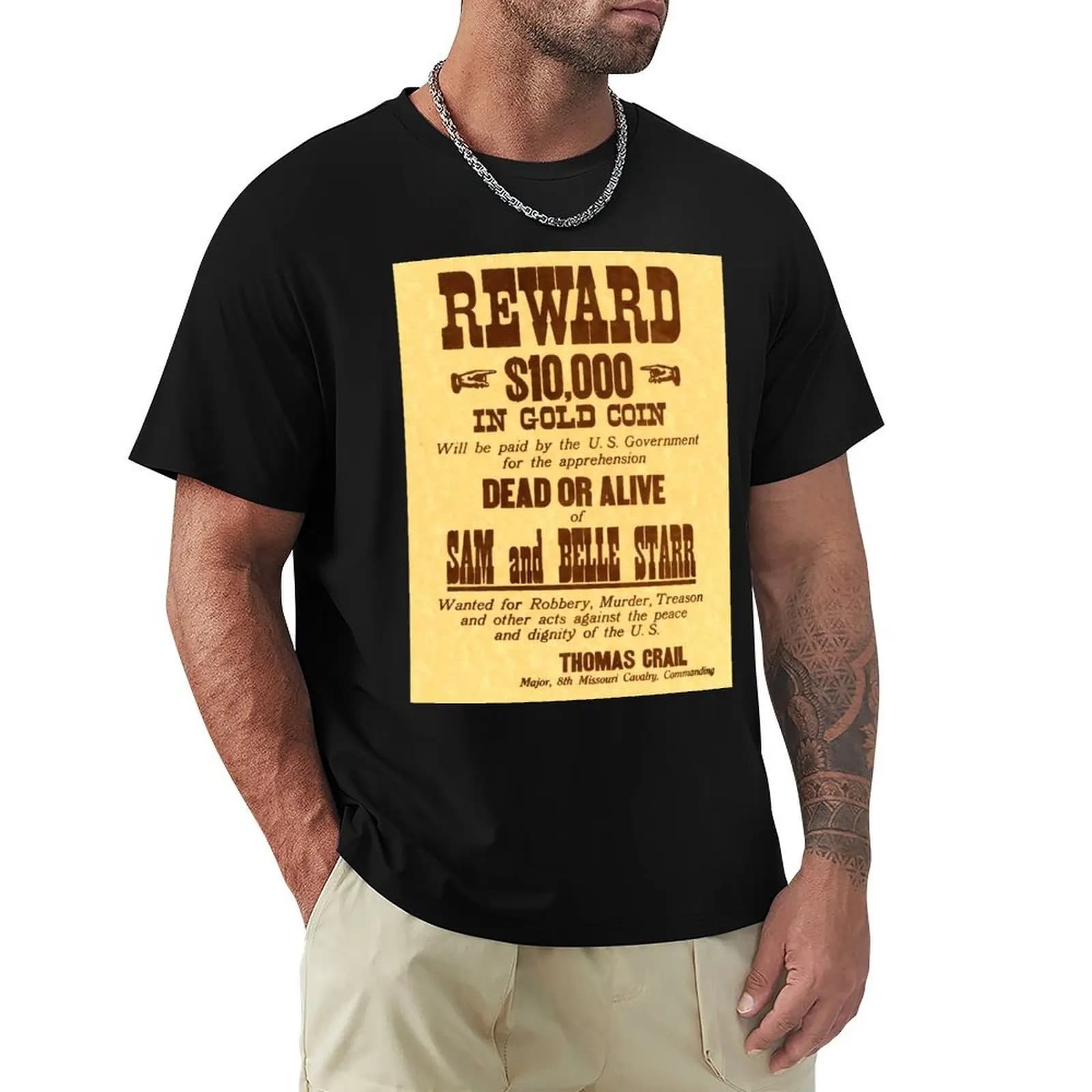 Sam and Belle Starr Wanted T-Shirt Big Size Short Sleeve Casual Top