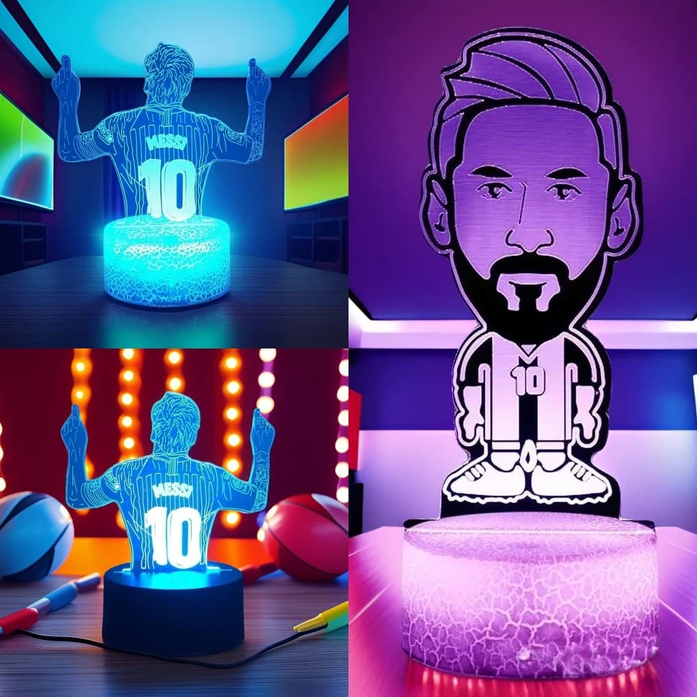 Lampada 3D Illusion LED Night Light Personaggio del calcio Messi Tocco luminoso Luce notturna per bambini Decorazioni per la camera da letto dei bambini Lampade da tavolo Regali