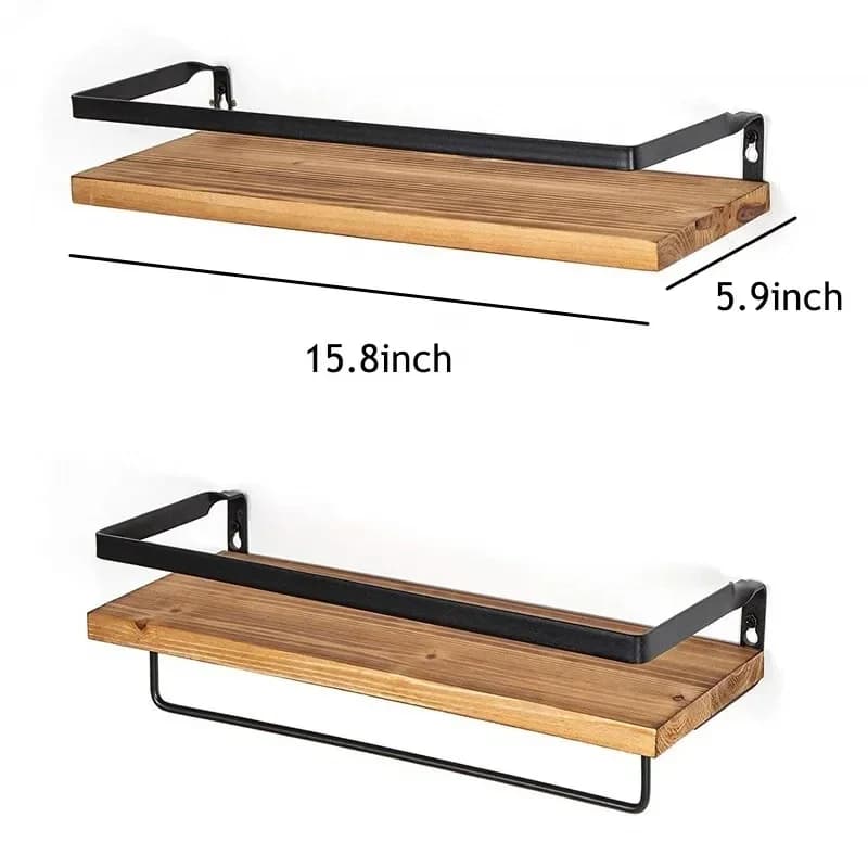 Mensola galleggiante in legno Porta spezie a parete Porta trucco per doccia Cucina Bagno Organizzatore Portaoggetti con portasciugamani