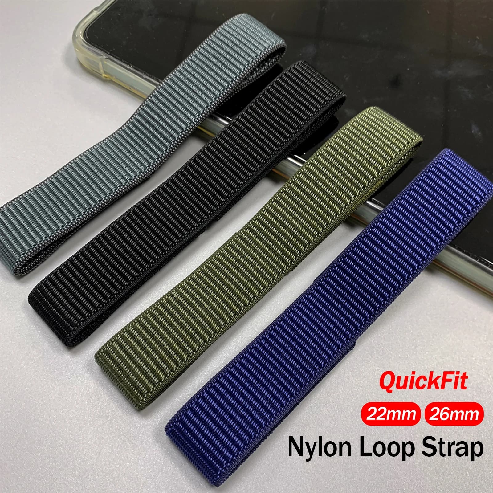 Cinturino per orologio QuickFit da 22/26 mm per Garmin Tactix 8 7 AMOLED/Fenix 8Pro 47mm 51mm/Enduro 3 2/Epix Gen 2 Cinturino sportivo in nylon con chiusura a strappo