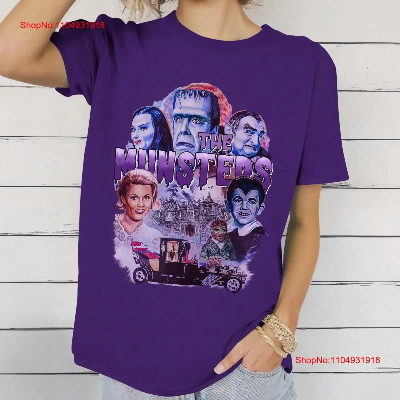 Horror The Munsters T Shirt Gothic Goth Abbigliamento Amante Classic Monsters Lily Munster Cultura pop Viola vintage lavato Casual