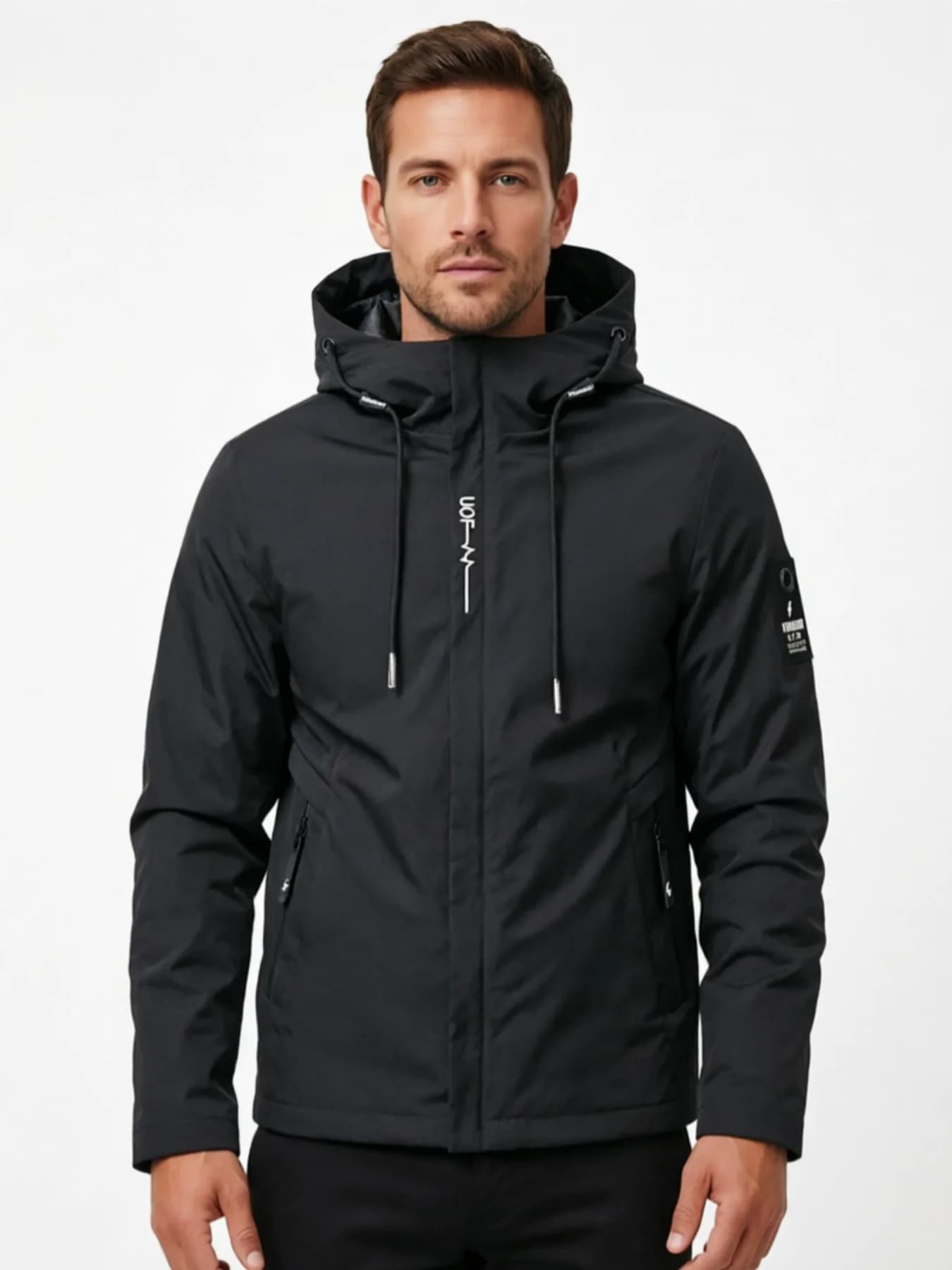 Giacca con Cappuccio Elegante da Uomo - Cappotto Leggero Antivento per Esterni con Tasche con Zip
