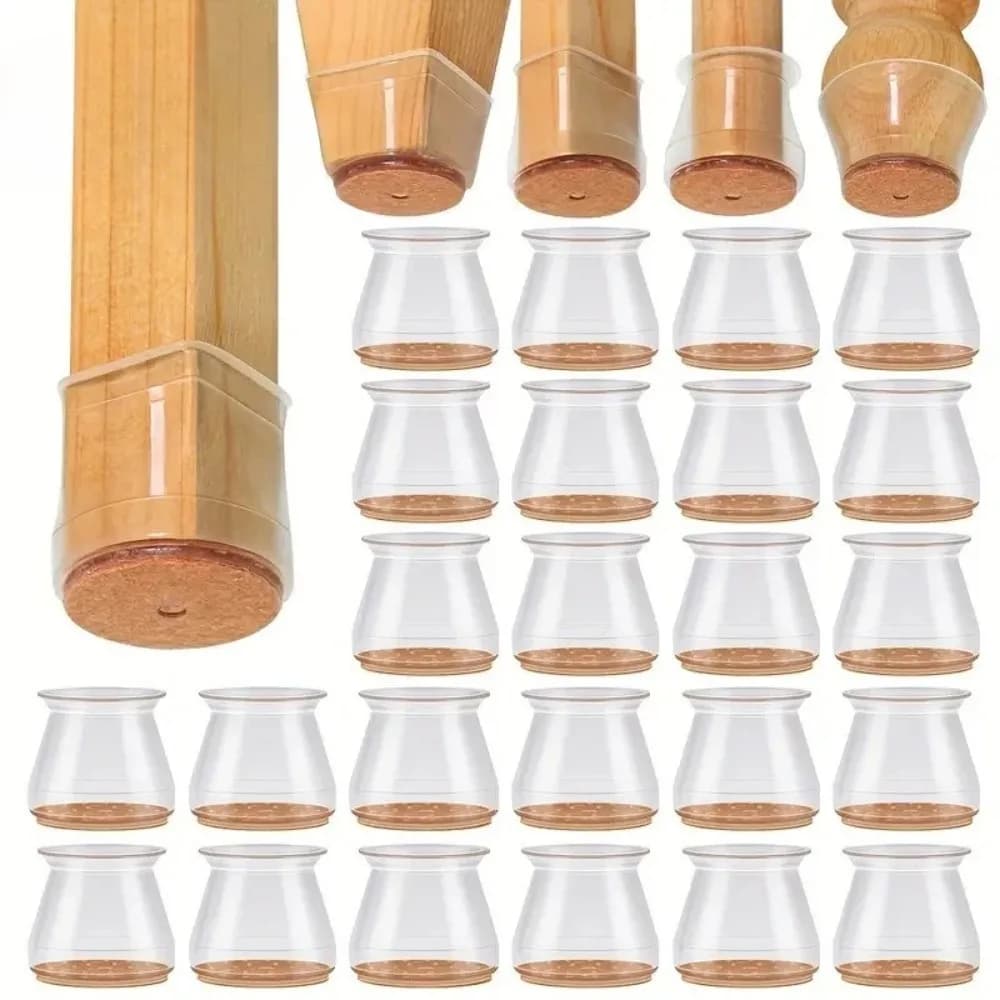 Chair Leg Caps Floor Protector Pads for Silicone Furniture Leg Mute Transparent Leg Protectors Cap Floor Scratch Resistant
