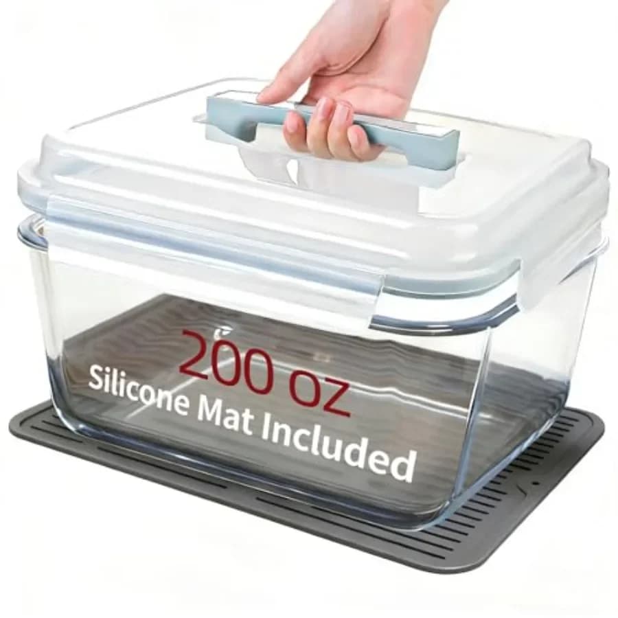 Large Glass Storage Containers with Lids 200oz/6000ml - Borosilicate Extra Large Glass Food Storage Containers for Rotisserie C