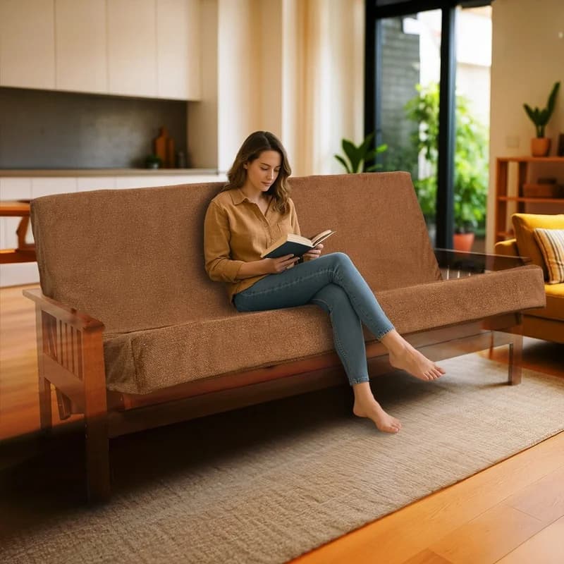 Memory Foam Infused Futon Mattress Full XL with Washable Cover, Heavy-Duty Zipper, Thick Foldable Sofa Bed Cushion for Guest Room, Apartment, Dorm (Frame Not Included)