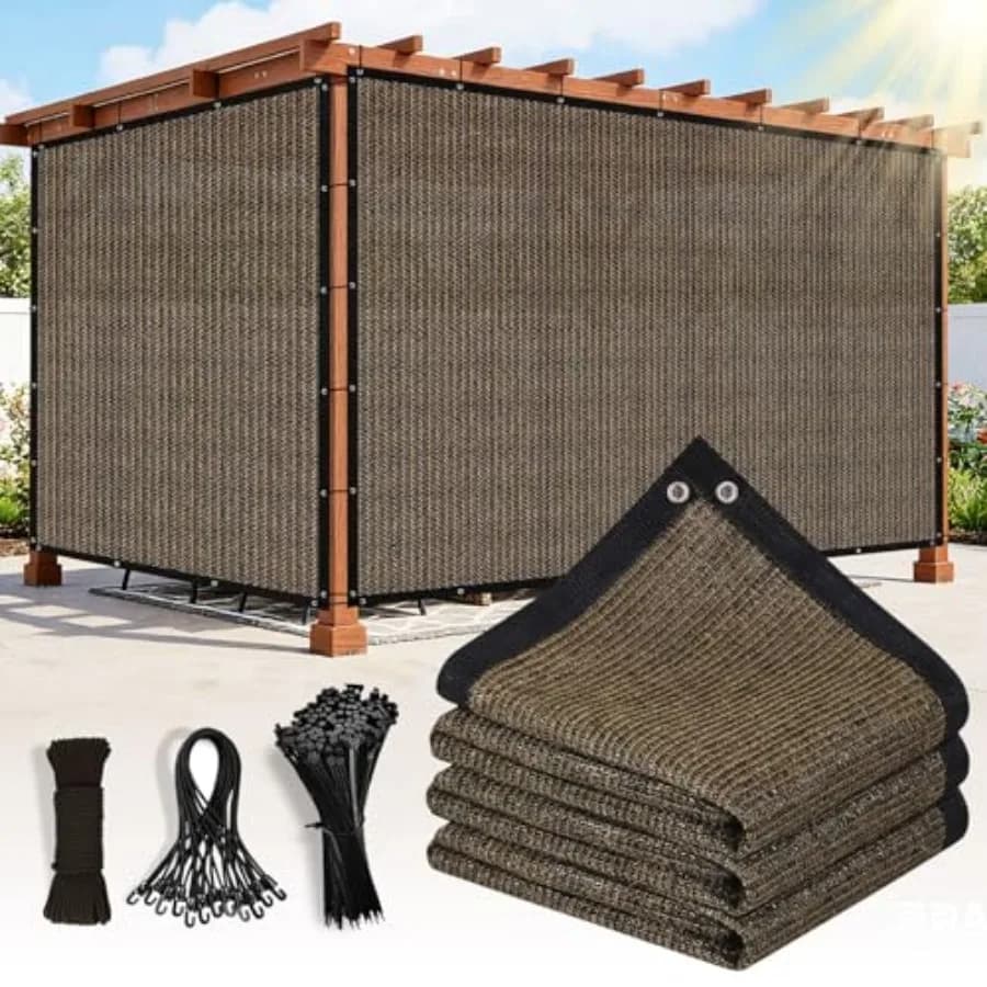 Telo Ombreggiante al 90% con Occhielli, Telo Copertura Pergola 0,8' x 0,8', Telo a Rete Anti-UV per Esterni