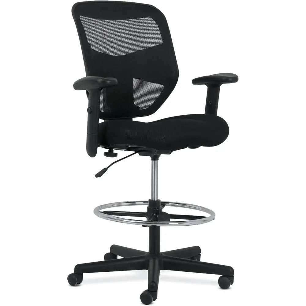 Sedia da Ufficio Ergonomica in Rete con Braccioli Regolabili, Poggiapiedi, Rotazione a 360° per Scrivania, Ufficio Domestico, Nera