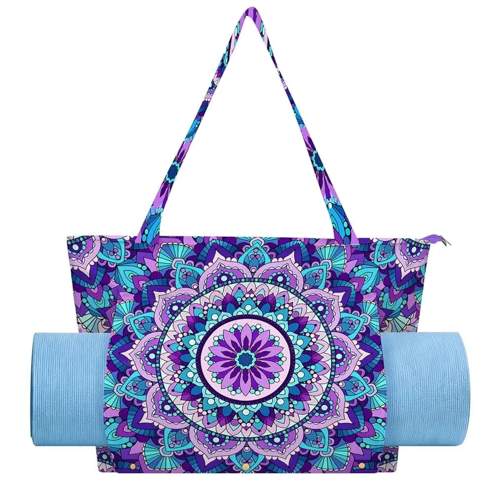 Borsa per Tappetino Yoga Mandala, Grande Borsa Portaoggetti per Yoga, Adatta a Tutti i Tuoi Accessori, Borsa Tote per Yoga con Tasca con Cerniera, Borsa per Pilates