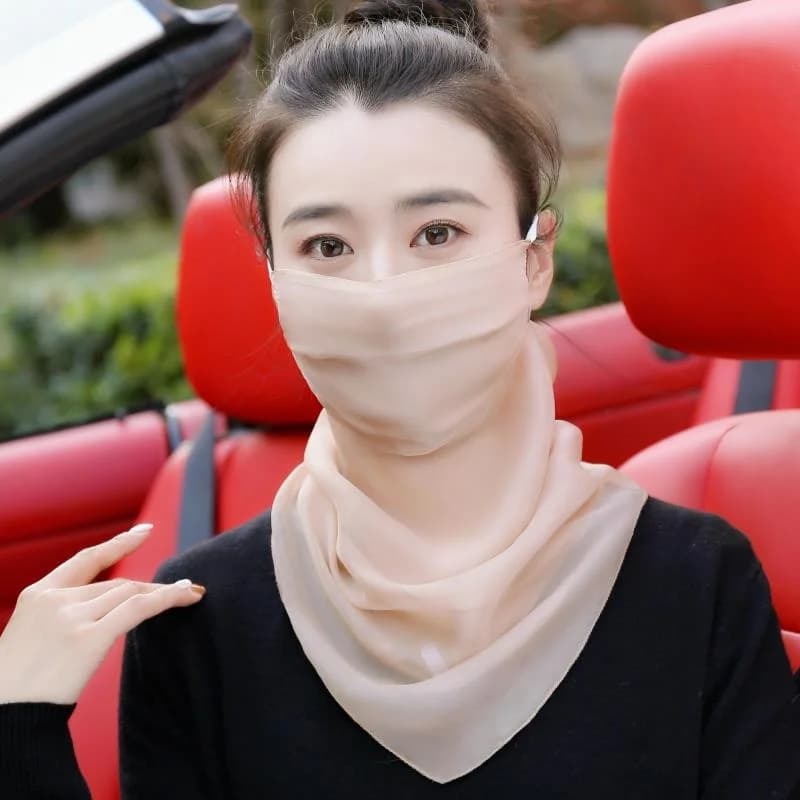 Maschera da Ciclismo in Seta Leggera e Traspirante, Protezione Solare, Sciarpa Copriviso e Copricon collo per Donne, Anti-UV Estivo