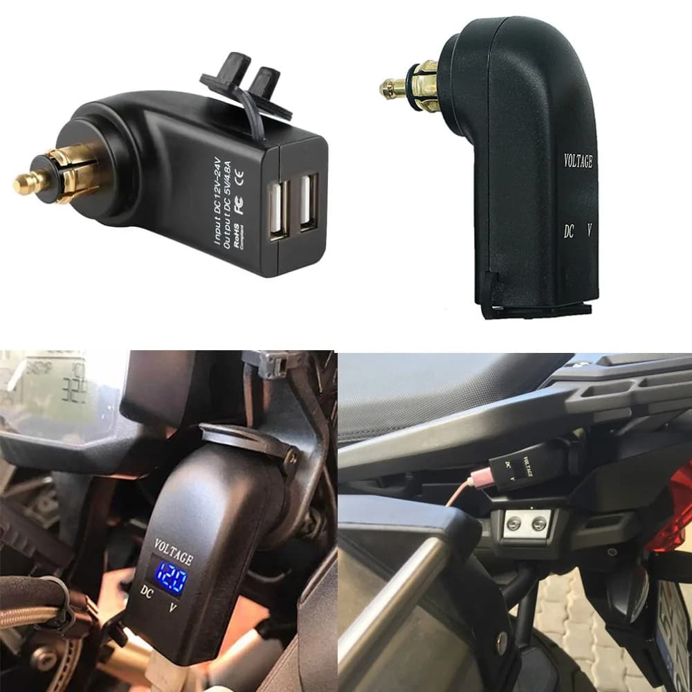Power adapter with DIN Hella dual USB socket for BMW Ducati Triumph motorcycle