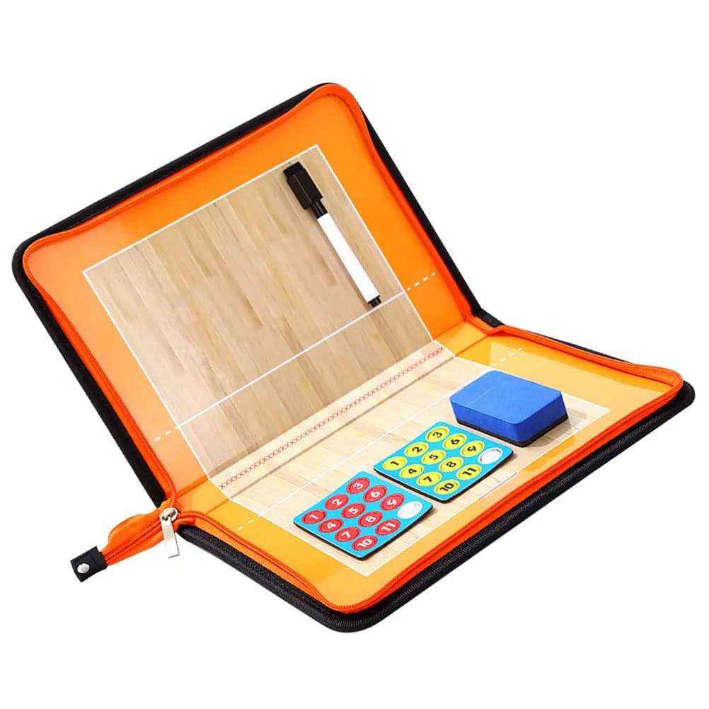 Set di 1 Lavagna Tattica per Allenamento Pallavolo con Cerniera, Custodia Pieghevole in PU, Leggera, Lavagna Cancellabile a Secco per Disegno Tattico