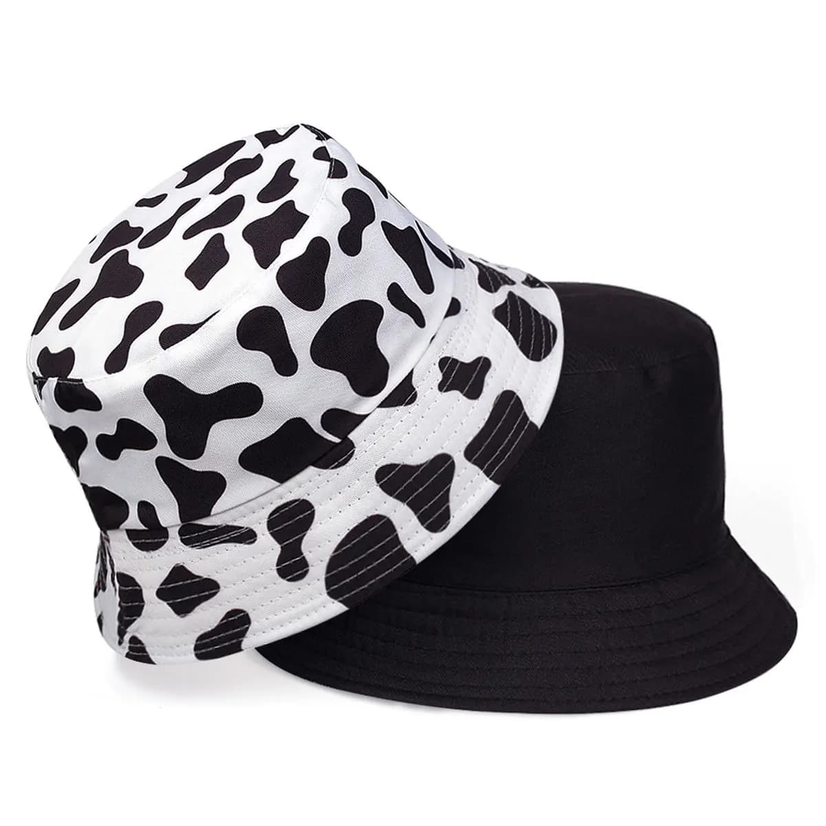 Cappello a Secchiello 2025 con Stampa Mucca da Latte, Cappellino da Baseball Casual Reversibile, Nuovo Cappello Sportivo Neutro con Stampa Mucca da Latte