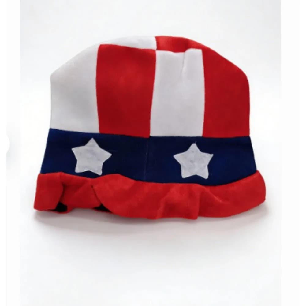 Cappello Patriottico Divertente con Bandiera USA PESENAR, Berretto Morbido in Peluche a Strisce Rosse, Bianche e Blu con Stelle per il 4 Luglio, Parate ed Eventi Patriottici