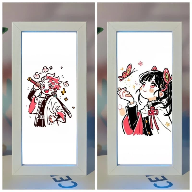 Lampada Notturna LED Demon Slayer, Decorazione da Scrivania Kawaii Tanjirou Nezuko, Illuminazione Ambientale, Regalo di Compleanno