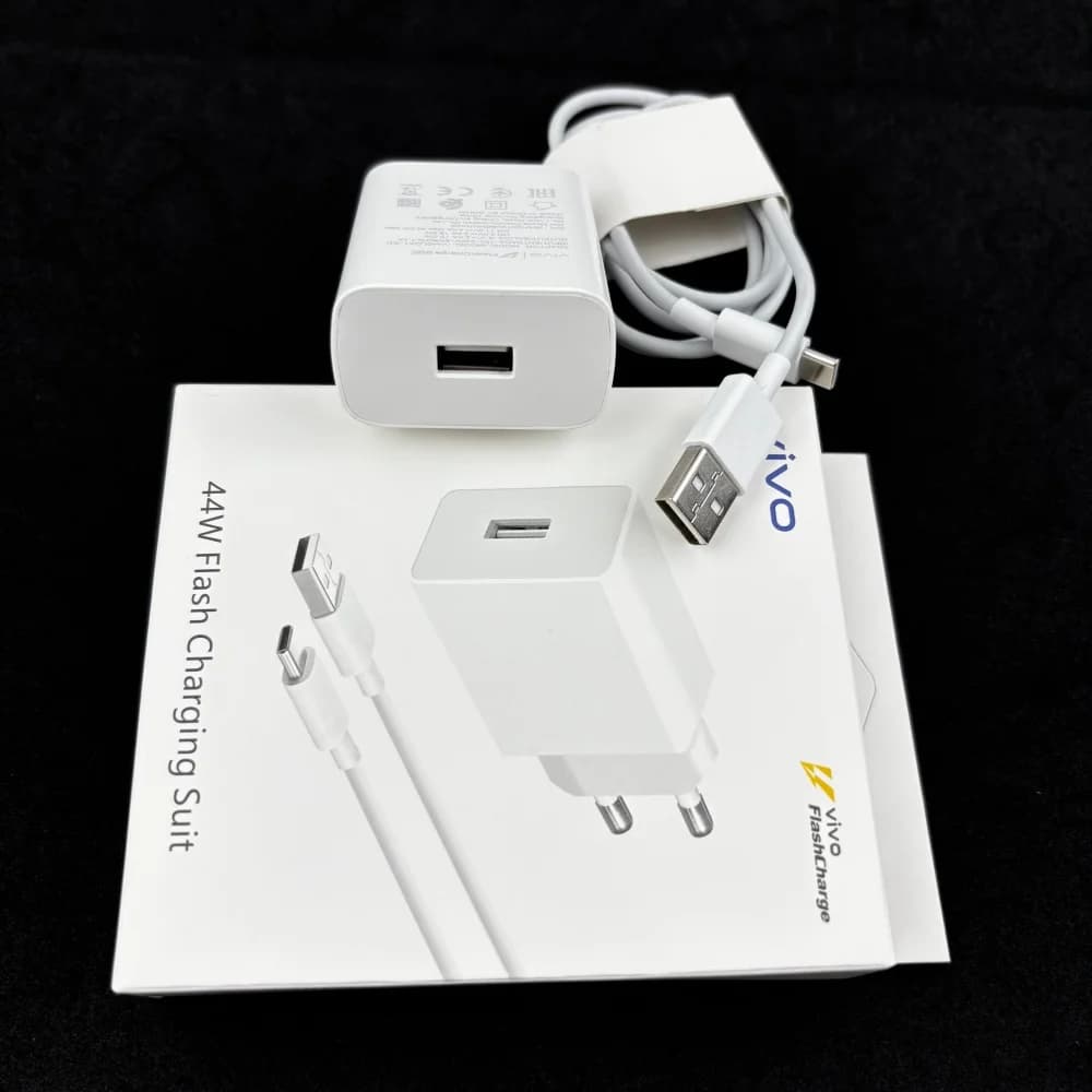Caricabatterie rapido da 44W EU per Vivo iQOO con cavo Type C, set adattatore di ricarica super veloce per X200 X100 X90 X70 X60 Pro S12 S10 Z6 Neo 4 5 6