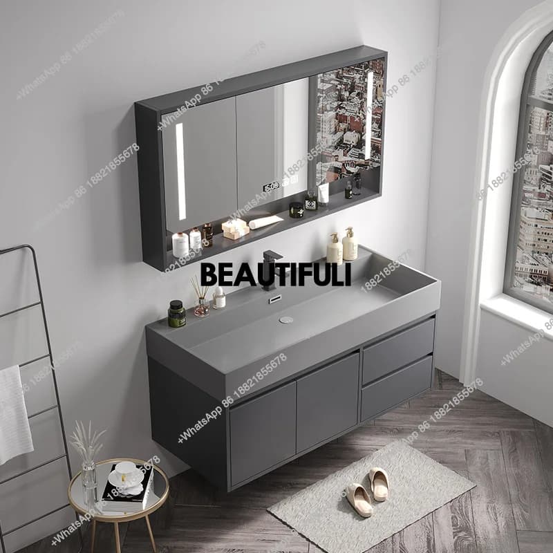 Intelligenza Mobili da bagno in legno massello Toilette Specchi da toeletta vintage Armadi da bagno Doccia Trucco Mobili Casa Arredo