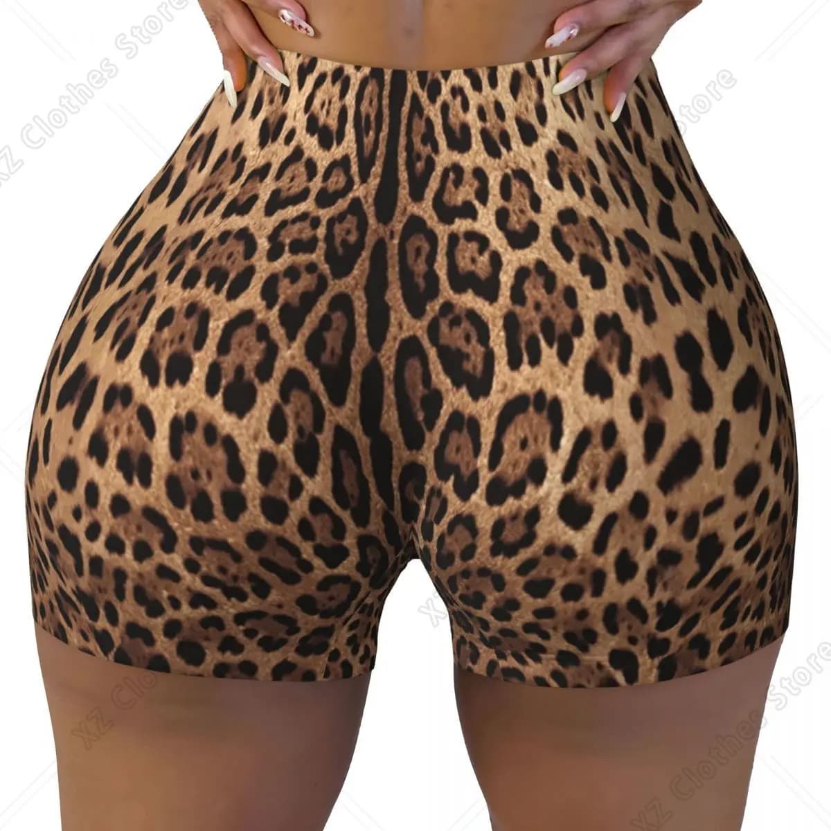 Pantaloncini da Corsa e Yoga per Donna con Stampa Personalizzata di Pelle di Tigre e Ghepardo, Shorts Atletici da Palestra