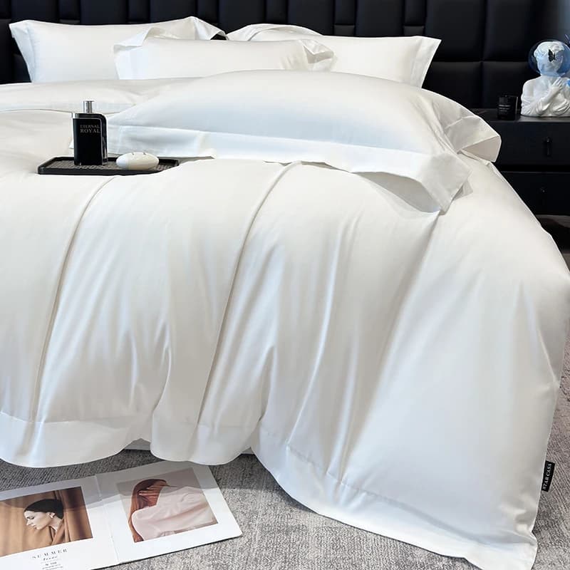 Set of bed linen style hotel white Queen King Size solid color 100% cotton set duvet duvet with corners textile pillow for the house