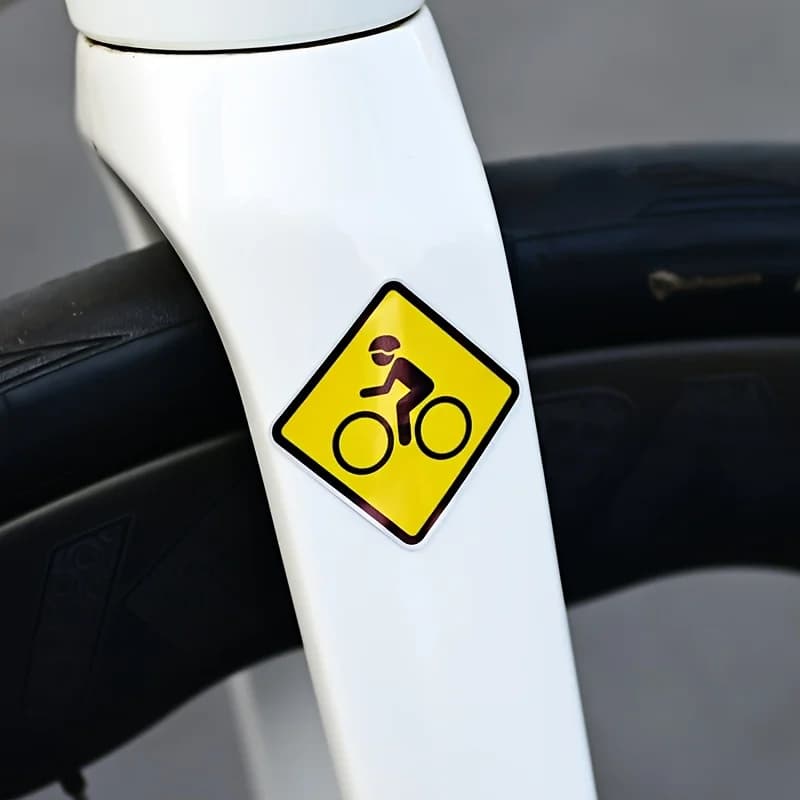 Set of 4 Wall decals Signposts for Bicycle, Decalcomanie in Diamond Shape Yellow Vinyl, Waterproof for Bicycle Helmet and Auto Decoration