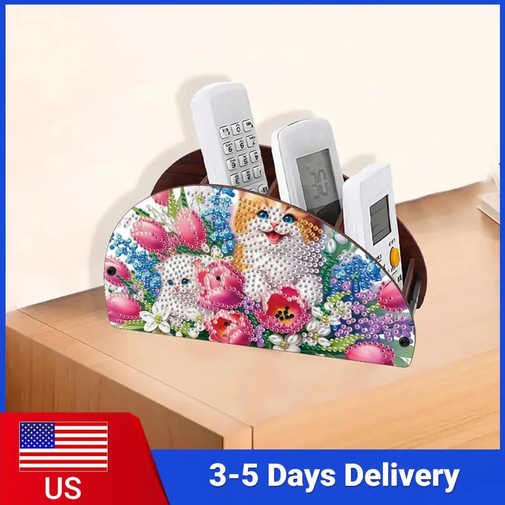 Wooden shelf with flowers and crystals, diamond painting holders, diamond painting organizer for home, study, office