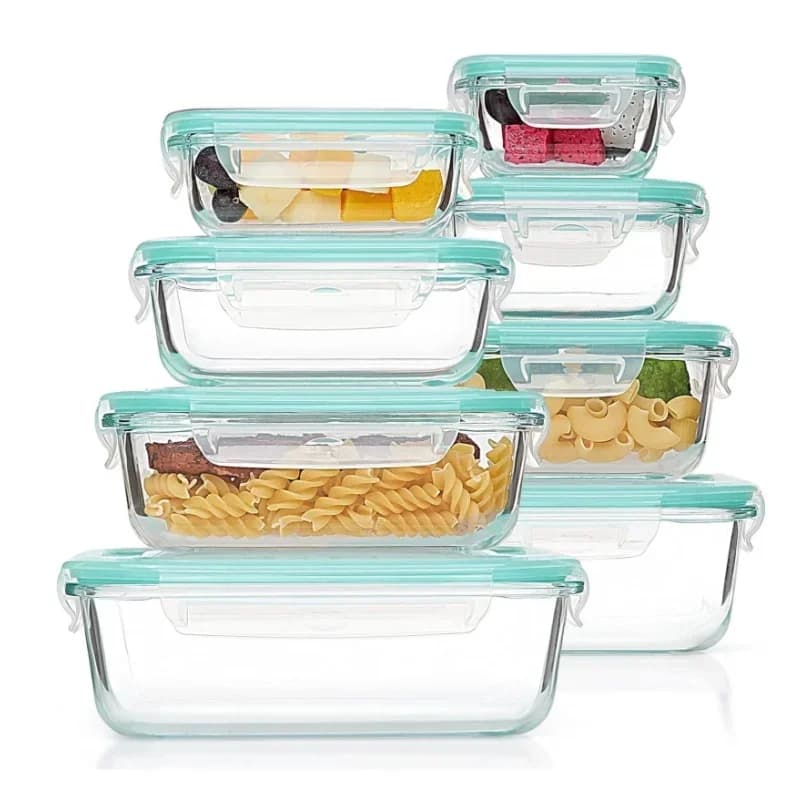 Contenitore per Pranzo in Vetro Borosilicato Ermetico e Antiperdita, Scatola Bento per Preparazione Pasti, Contenitori per Alimenti con Coperchio a Chiusura per Adulti e Ufficio