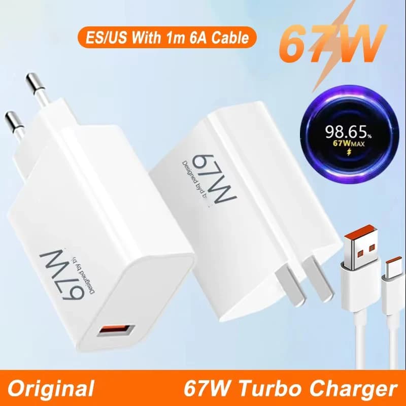 Caricabatterie Turbo Originale 67W Super Veloce con Adattatore EU per Mi 14 Ultra 13T 12 Lite 11T Redmi Note Poco Xiaomi Smartphone