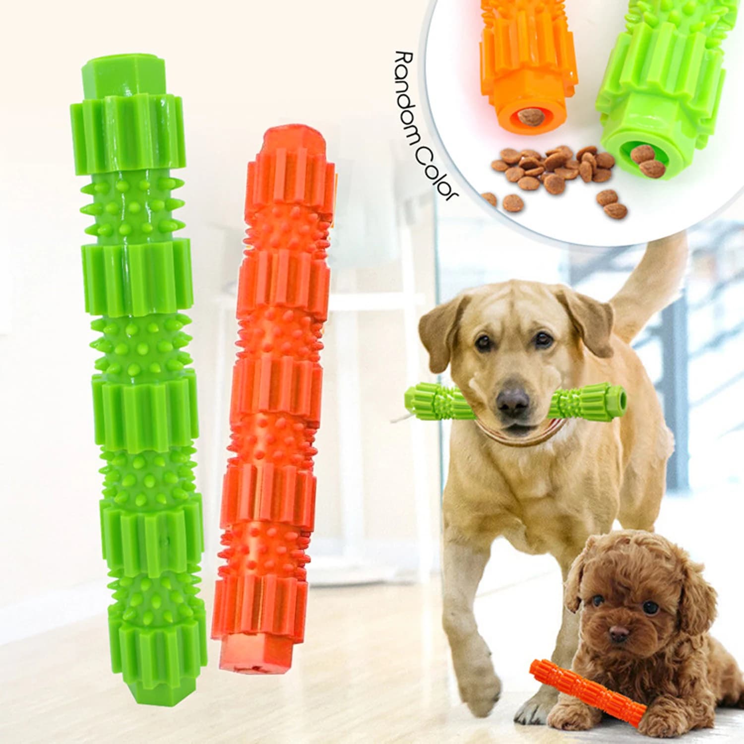 Giocattolo da masticare per cani da compagnia per masticatori aggressivi Trattare erogazione di denti in gomma Giocattolo per la pulizia dei denti Squeaking Gomma giocattolo per cani Giocattoli per cani 1Pc