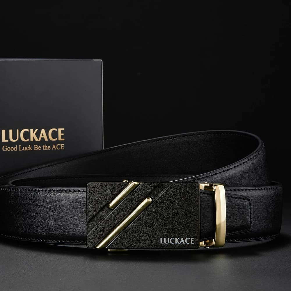 LUCKACE Brand Genuine Leather Belt for Men Golf Quality Male Men Accessories Male Belt with Original Package