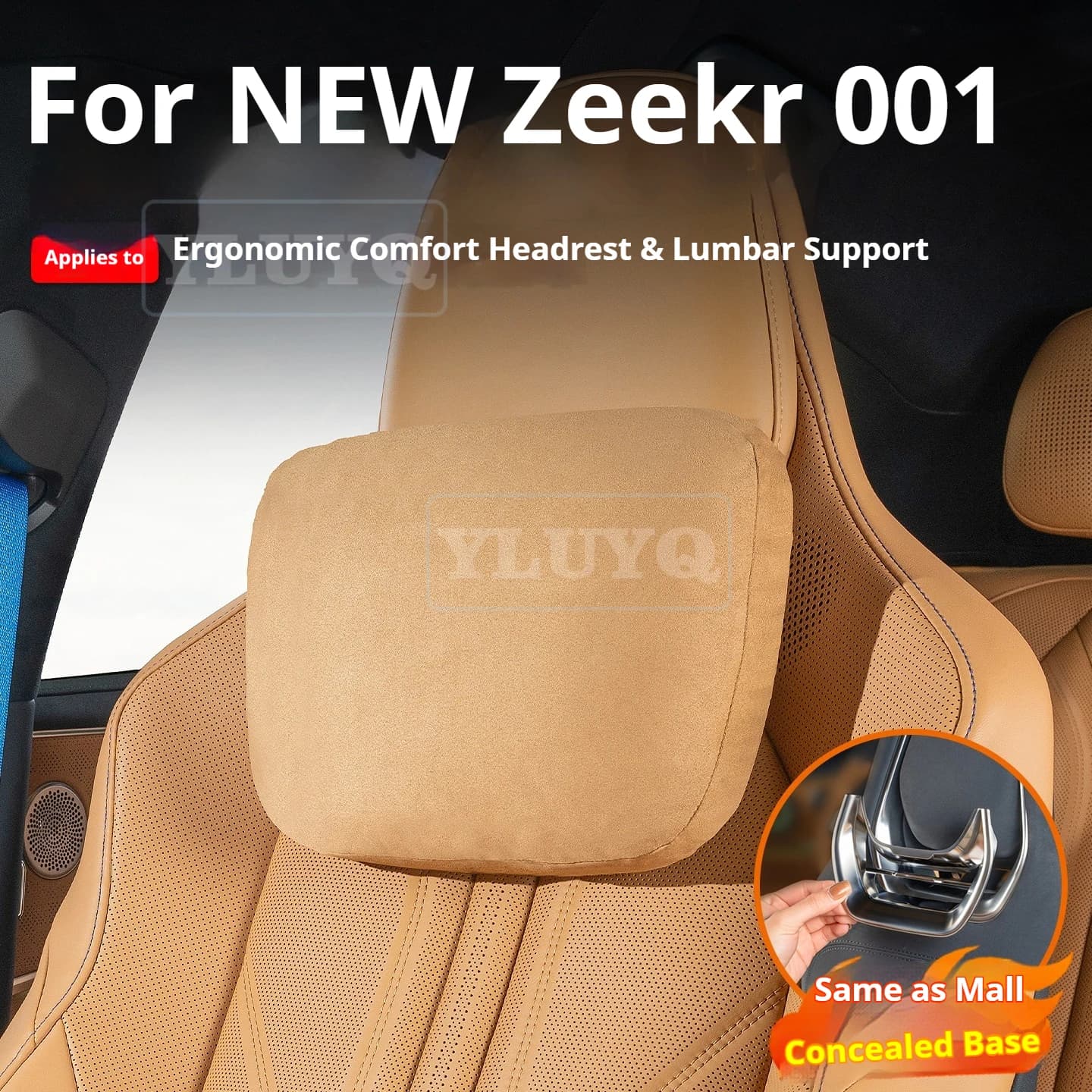Poggiatesta per auto Zeekr 001 Refresh 2026, cuscino cervicale per auto, in pelle scamosciata, accessorio di supporto lombare dedicato per auto
