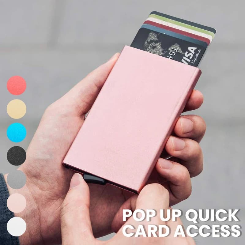 Portafoglio pop-up sottile con blocco RFID - Porta carte di credito minimalista per uomo e donna, mini custodia in metallo