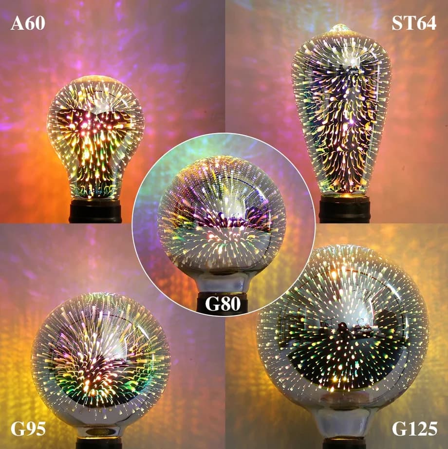 Lampadina LED 3D E27 220V ST64 G80 G95 G125 A60 Decorazione cuore diamante Lampada a LED Lampadina Luci natalizie Novità Lampade natalizie