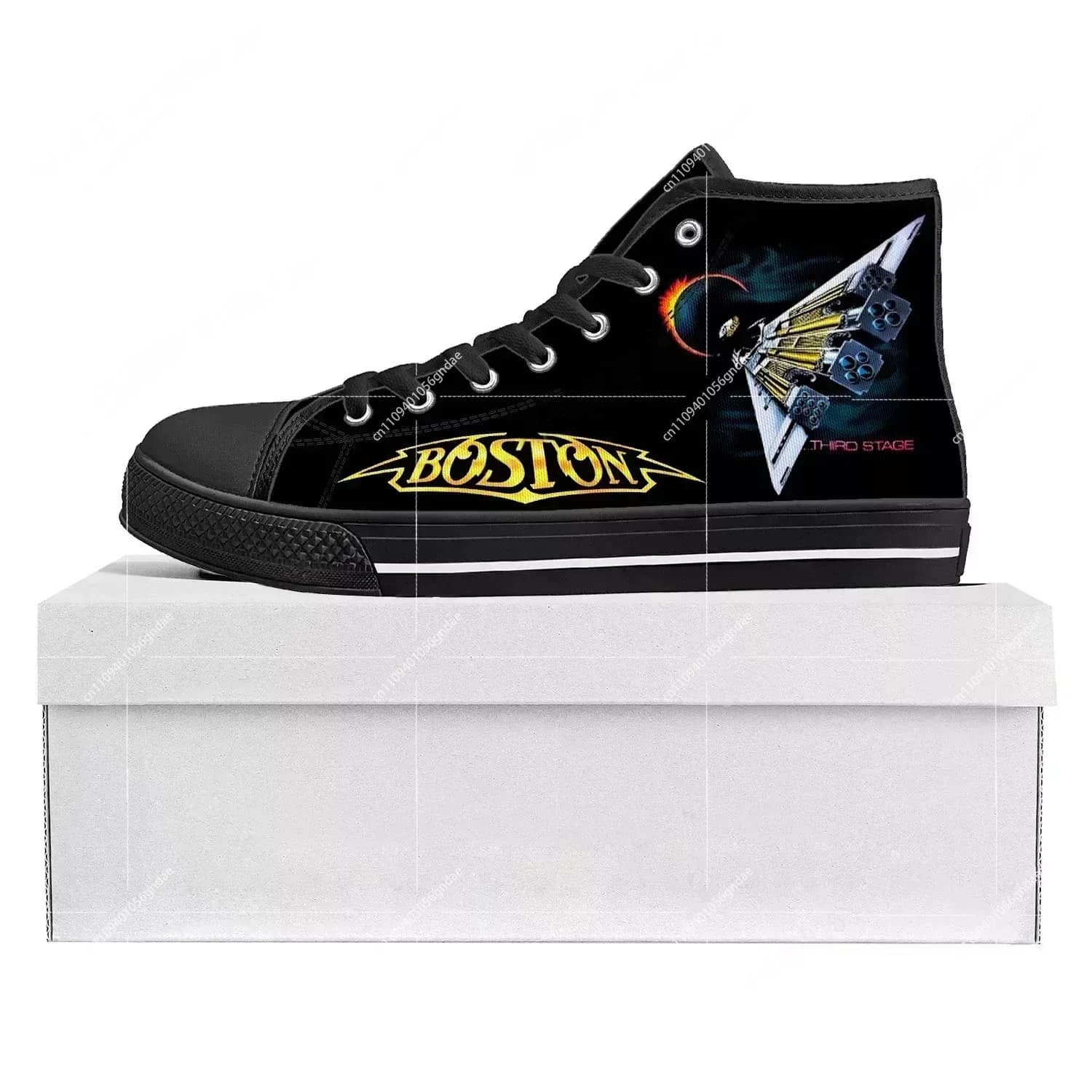 Sneakers alte Boston Rock Band da uomo, donna e teenager, in tela, casual, modello Spaceship, scarpe personalizzate per coppie