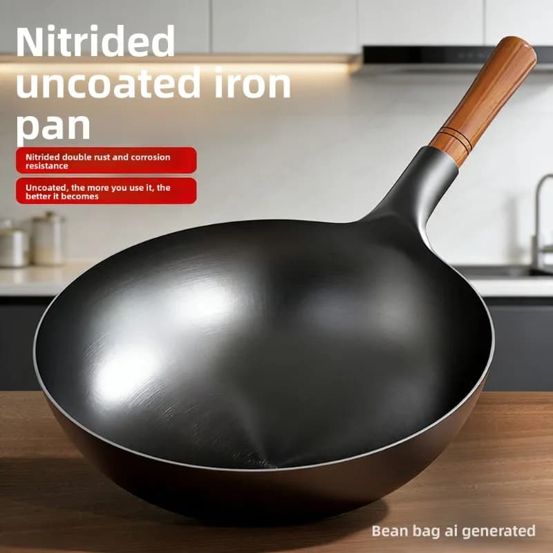 Traditional Wok Forged in Mano Zhangqiu - Non-coated pan for domestic and commercial use, Exclusive for Gas cookers