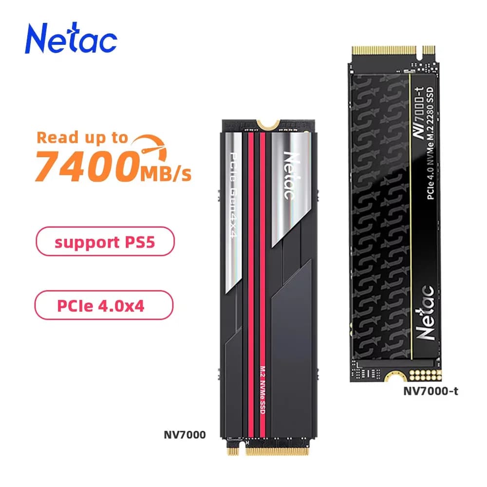 Netac 7400MB/s SSD NVMe M2 2TB 1TB 512GB 4TB Disco rigido interno a stato solido M.2 PCIe 4.0x4 2280 SSD per PC portatile PS5