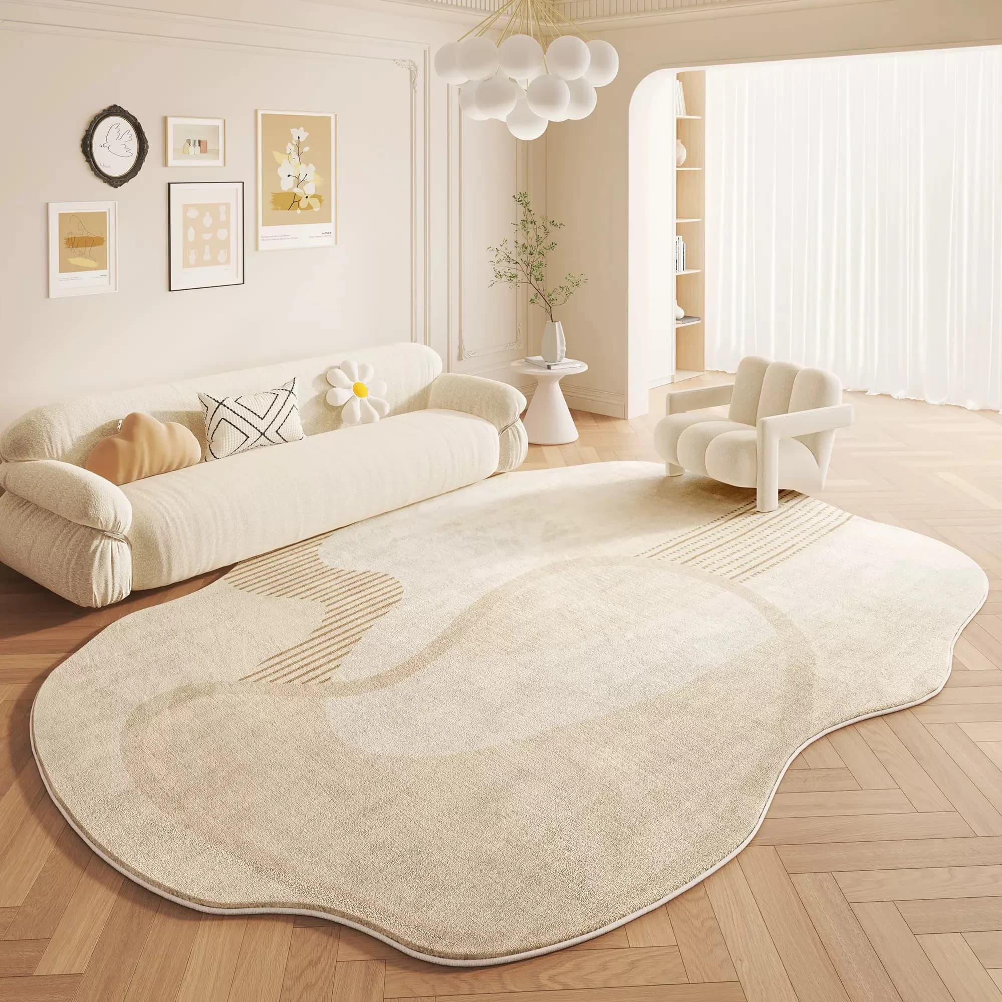 VIMAKA Tappeto in imitazione cashmere di lusso leggero stile crema Ins Soggiorno Camera da letto Divano Tappeto resistente allo sporco Decorazione della casa
