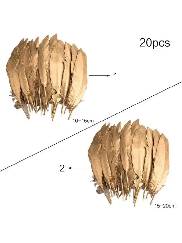 A52E Feathers for Crafts, 20 Pcs Gold Feathers for DIY Dream Catchers Craft Wed